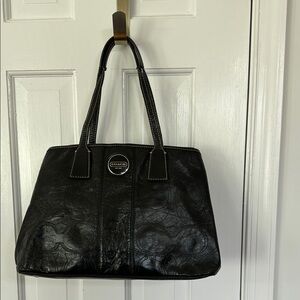 Coach Black Leather Tote Bag